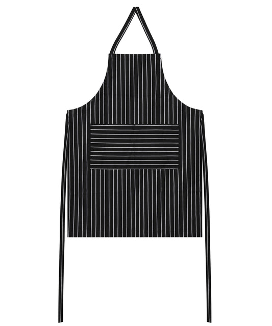 Black & White Striped Apron – Adjustable Long Ties, Double Pockets