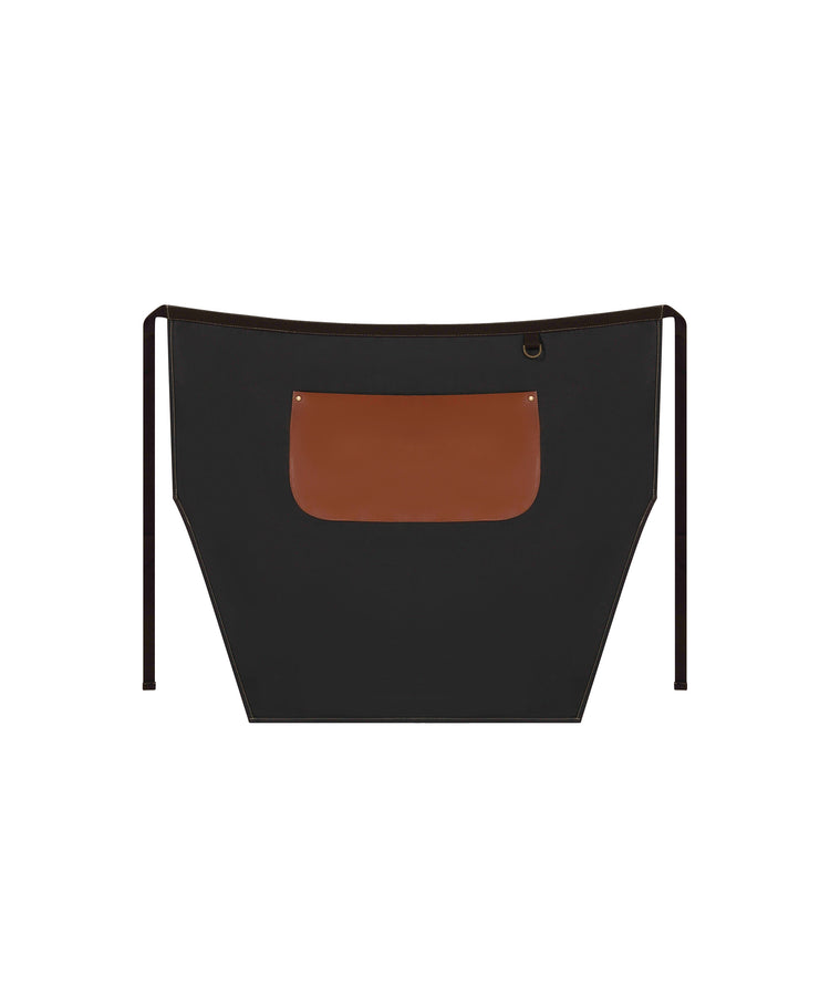 مئزر نصفي من قماش الكانفاس البني - جيب جلدي وحلقة معدنية متعددة الاستخدامات، تصميم ملابس عمل شديدة التحمل