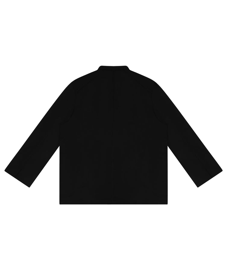 معطف طاهٍ أسود بسحاب - معتمد من OEKO-TEX، إغلاق بسحاب مخفي وأكمام طويلة