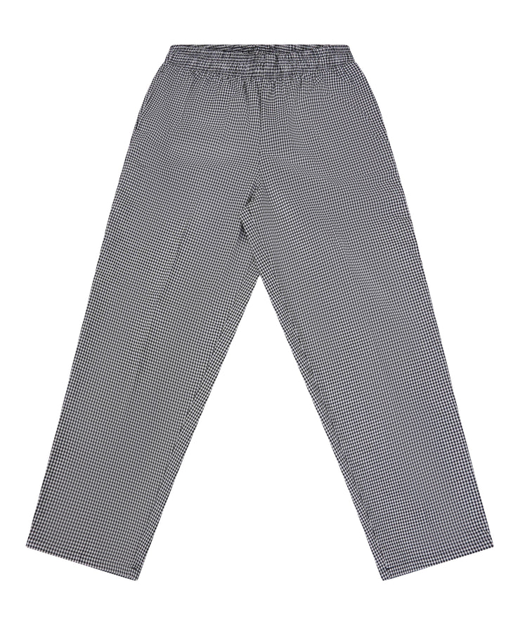 Unisex Black White Grid Checkered Chef Pants – Elastic Waist & Side Pockets