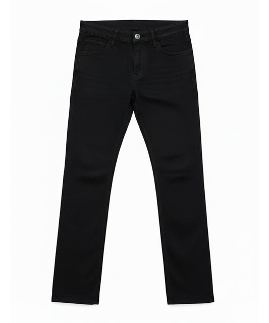 Black Cotton Heavy Stretch Jeans – Regular Narrow Fit