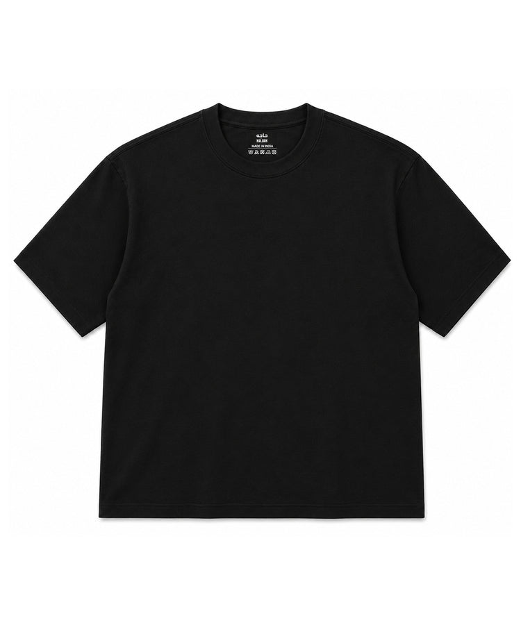 Black Oversized Drop Shoulder Round Neck T-Shirt - Premium 250 GSM