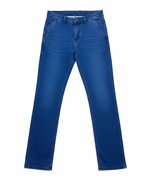 Blue Cotton Heavy Stretch Jeans – Regular Narrow Fit