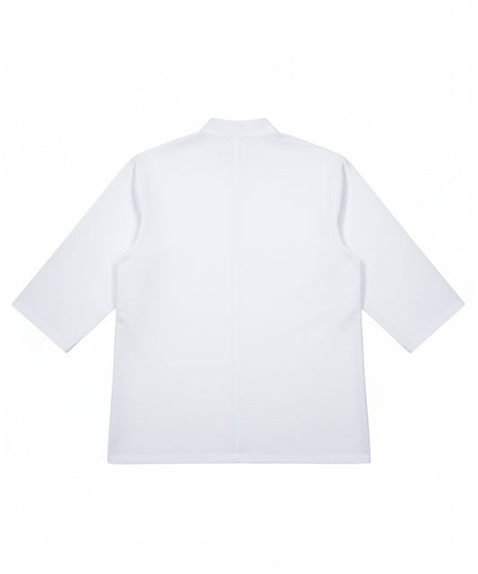 معطف طاهي أبيض - صدر مزدوج، كم 3/4 مع جيب للأكمام