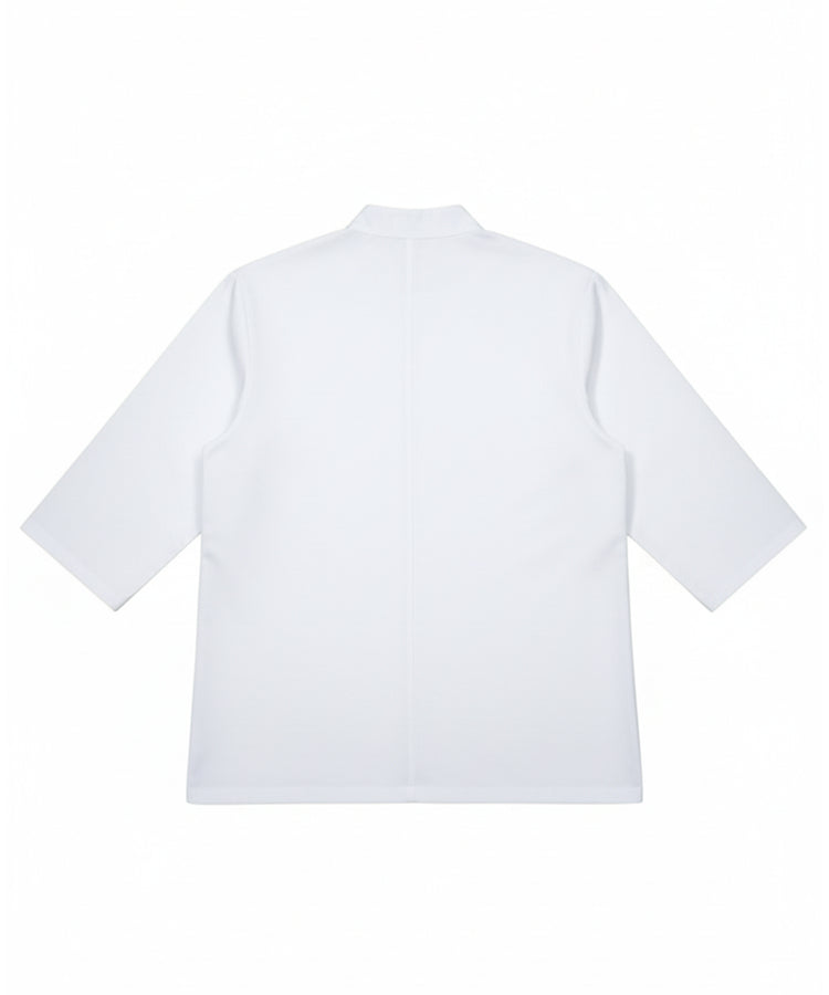 معطف طاهي أبيض - صدر مزدوج، كم 3/4 مع جيب للأكمام