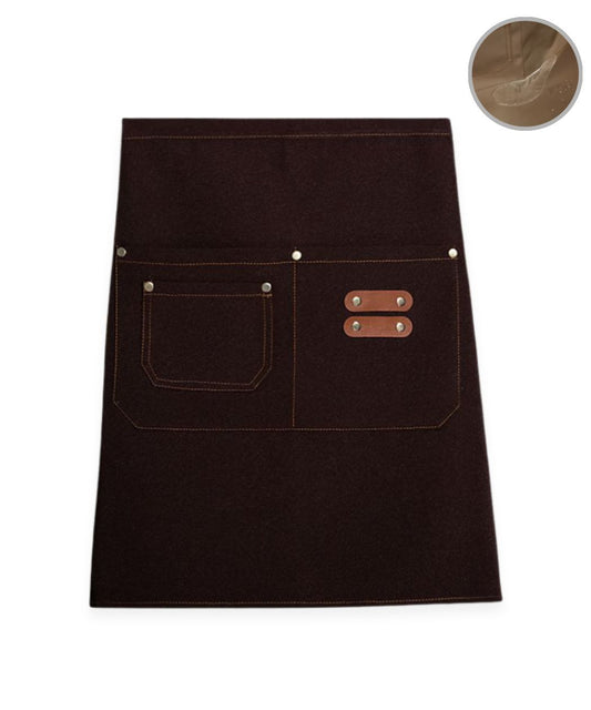 Coffee Waterproof Canvas Half Apron – Twill Fabric, Utility Pockets & Short Waist Fit