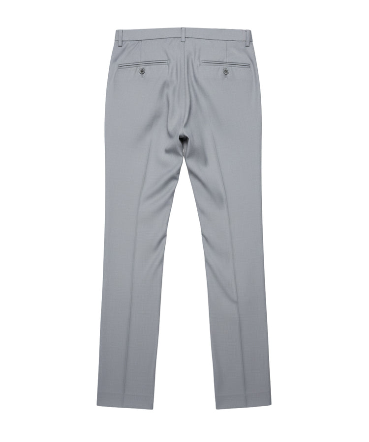 بنطلون رمادي رسمي بقصة مستقيمة - قصة عادية مع حلقات حزام وجيوب جانبية