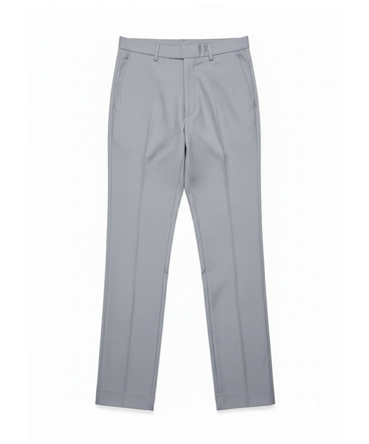 Grey Formal Straight Fit Trousers – Regular Fit with Belt Loops & Side Pockets