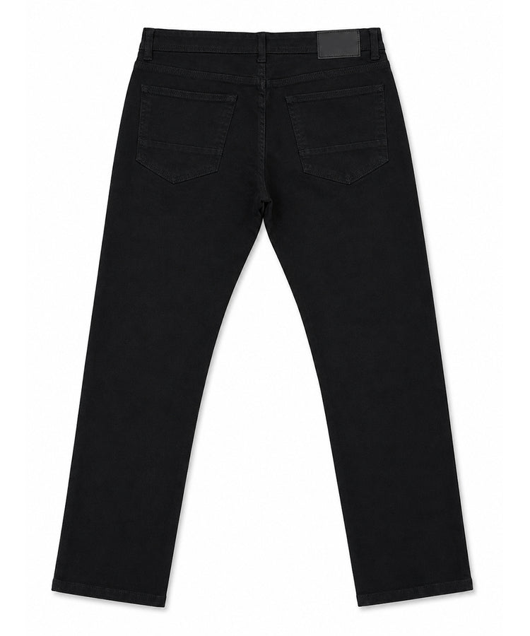 Black Cotton Heavyweight Stretch Jeans – Regular Narrow Fit