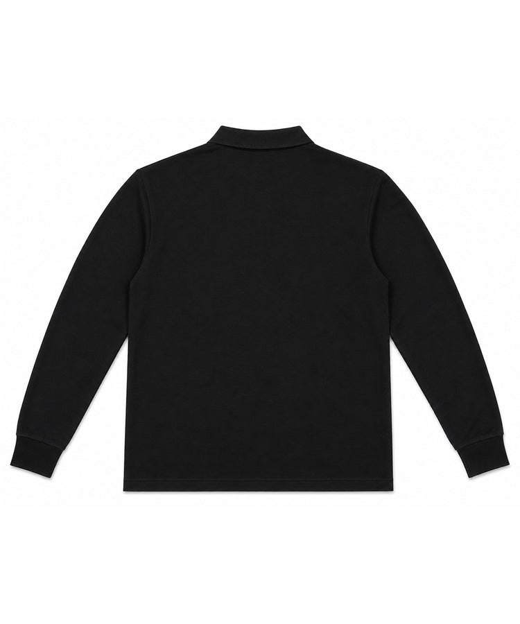 Black Long Sleeves Polo T-Shirt - Premium 240 GSM Cotton Blend Classic Fit