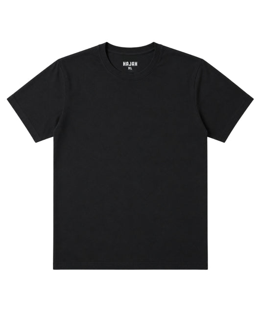 Black Round Neck T-Shirt - Premium 220 GSM Cotton Blend Classic Fit