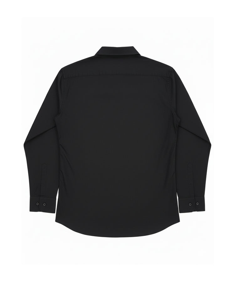 Black Formal Shirt – Long Sleeve, Cotton Blend with Pocket