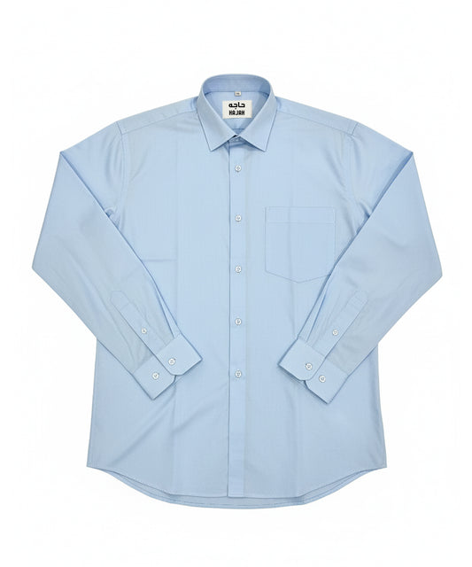 Sky Blue Formal Shirt – Long Sleeve, Cotton Blend with Pocket