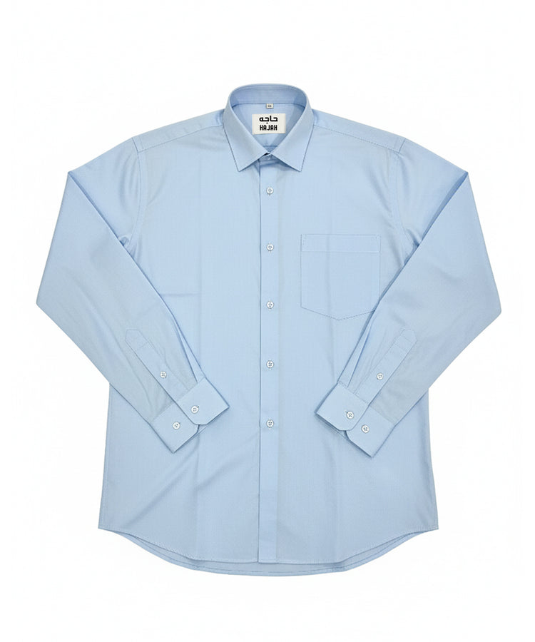 Sky Blue Formal Shirt – Long Sleeve, Cotton Blend with Pocket