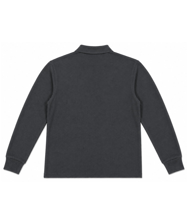 Dark Grey Long Sleeves Polo T-Shirt - Premium 240 GSM Cotton Blend Classic Fit