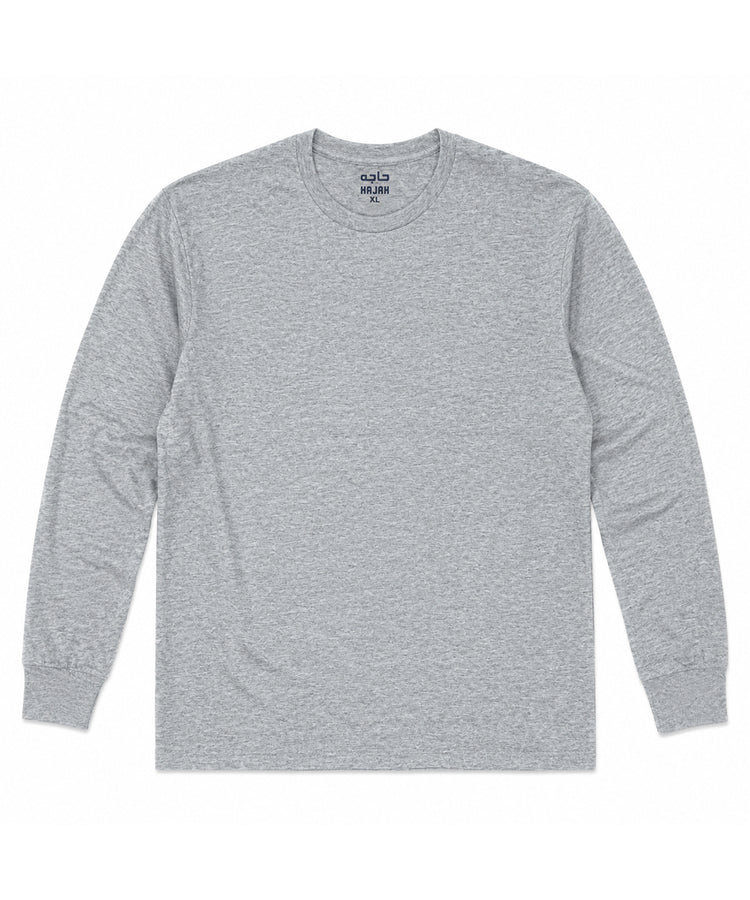 Light Grey Long Sleeves Round Neck T-Shirt - Premium 220 GSM Cotton Blend Classic Fit