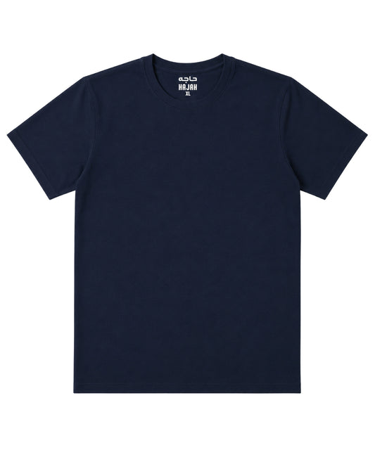 Navy Round Neck T-Shirt - Premium 220 GSM Cotton Blend Classic Fit