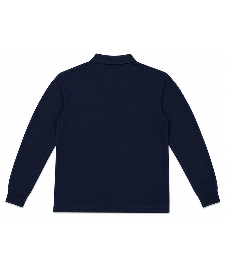 Navy Long Sleeves Polo T-Shirt - Premium 240 GSM Cotton Blend Classic Fit