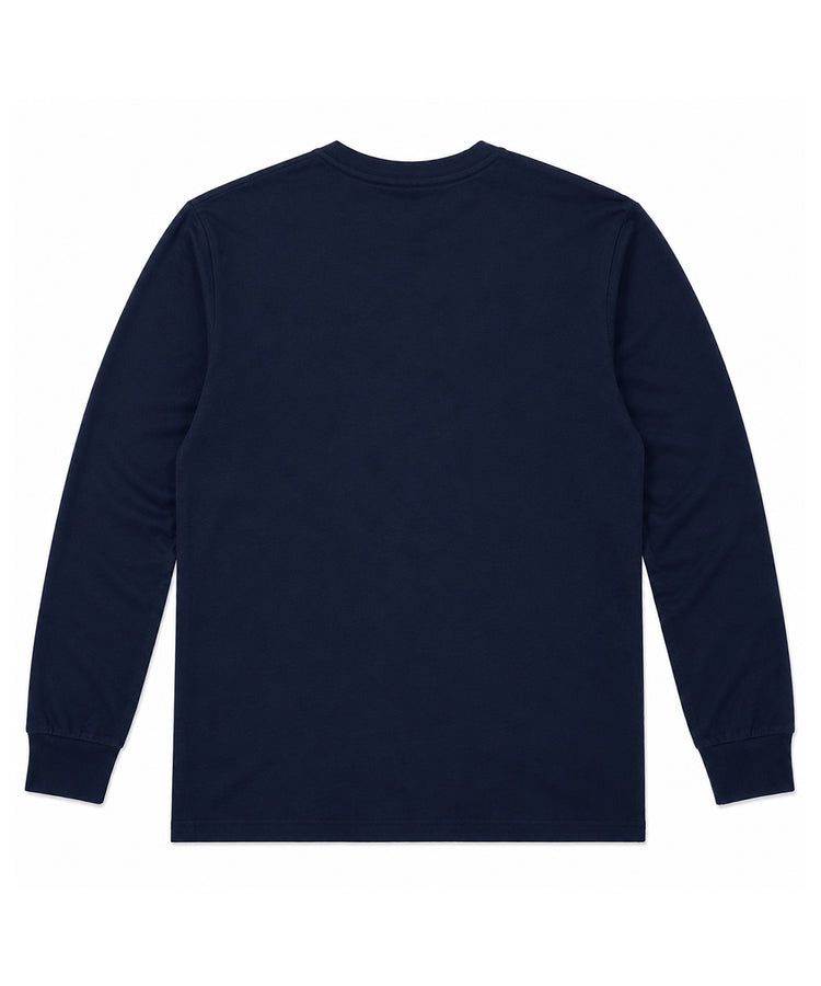 Navy Long Sleeves Round Neck T-Shirt - Premium 220 GSM Cotton Blend Classic Fit