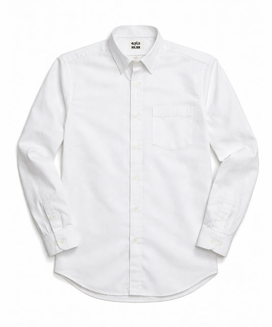 Hajah Oxford Fabric White Shirt – Classic Long Sleeve Workwear Shirt