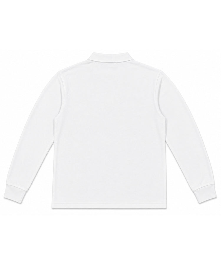 White Long Sleeves Polo T-Shirt - Premium 240 GSM Cotton Blend Classic Fit