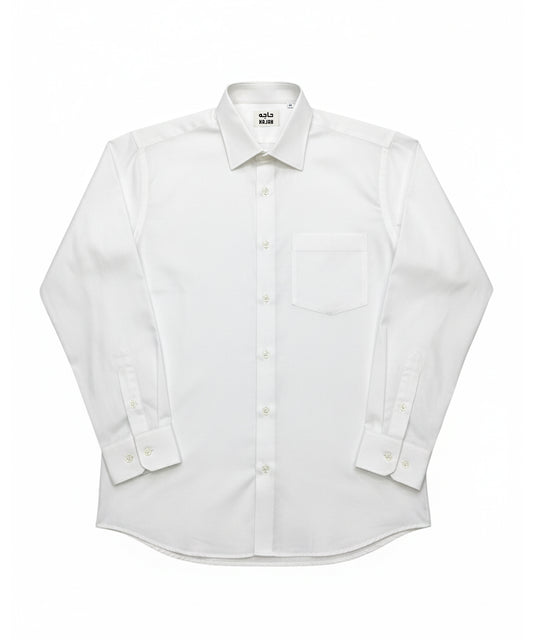 White Formal Shirt – Long Sleeve, Cotton Blend with Pocket