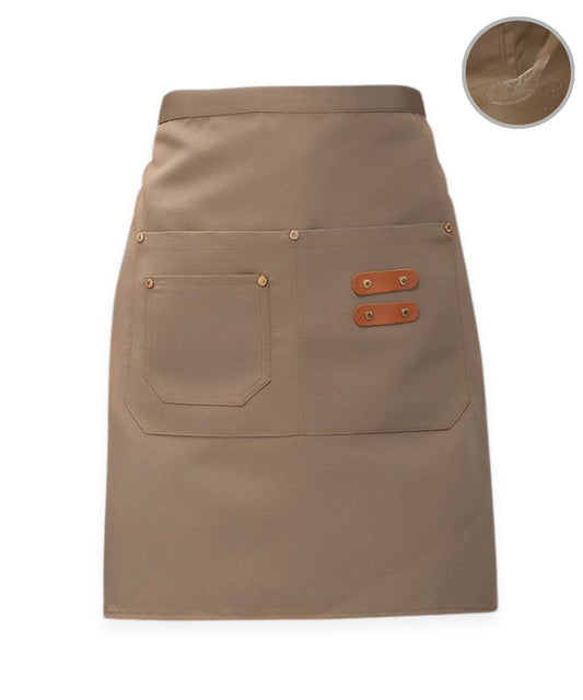 Khaki Waterproof Canvas Half Apron – Twill Fabric, Utility Pockets & Short Waist Fit