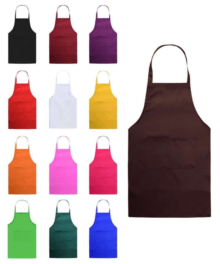 Unisex Polyester Bib Apron with 2 Pockets – Oilproof, Durable, Foldable