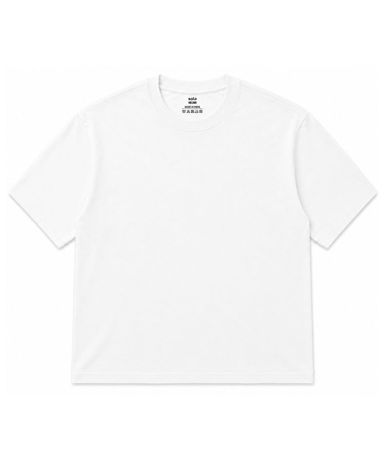White Oversized Drop Shoulder Round Neck T-Shirt - Premium 250 GSM