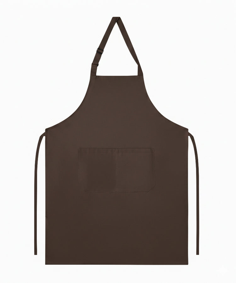 مريلة طويلة بنية اللون من البوليستر والقطن - رقبة قابلة للتعديل، جيوب مزدوجة، وطبقة مقاومة للتجاعيد