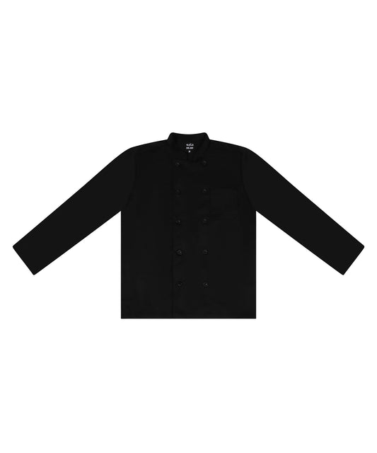 Black Double Breasted Chef Coat – Heavy Fabric with Chest & Sleeve Pocket