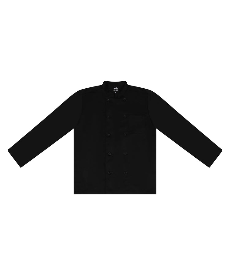 Black Double Breasted Chef Coat – Heavy Fabric with Chest & Sleeve Pocket
