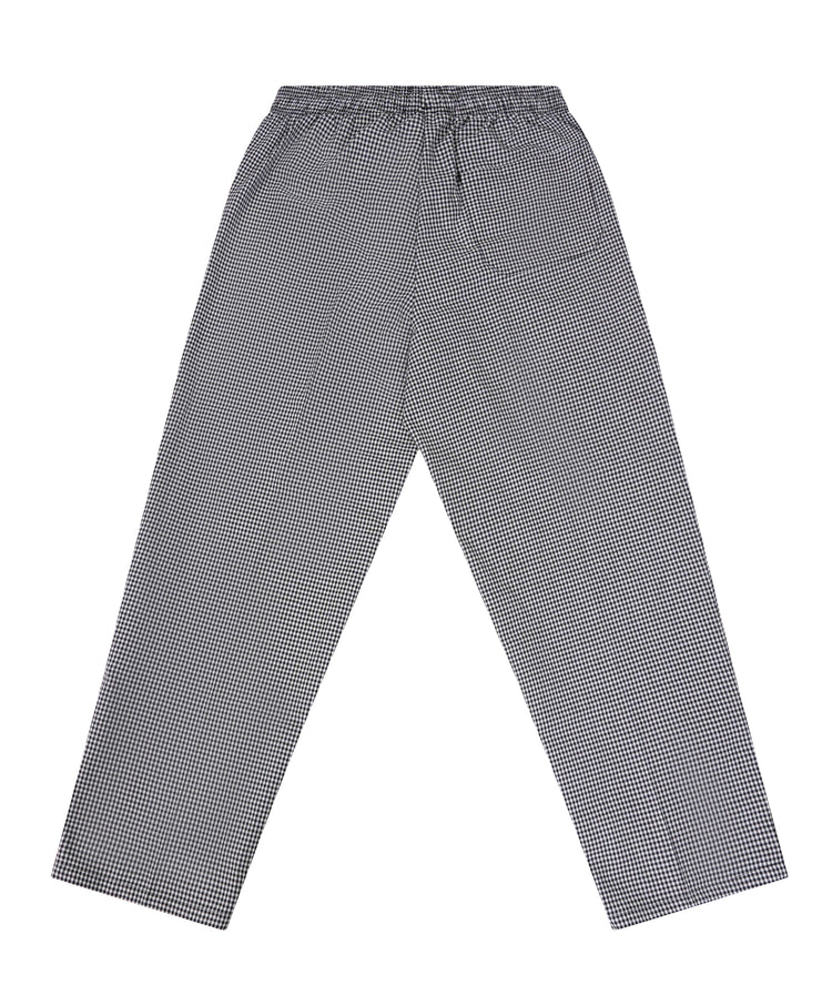 Unisex Black White Grid Checkered Chef Pants – Elastic Waist & Side Pockets