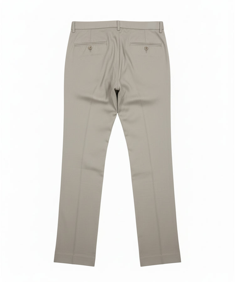 بنطلون بيج رسمي بقصّة مستقيمة - قصّة عادية مع حلقات حزام وجيوب جانبية