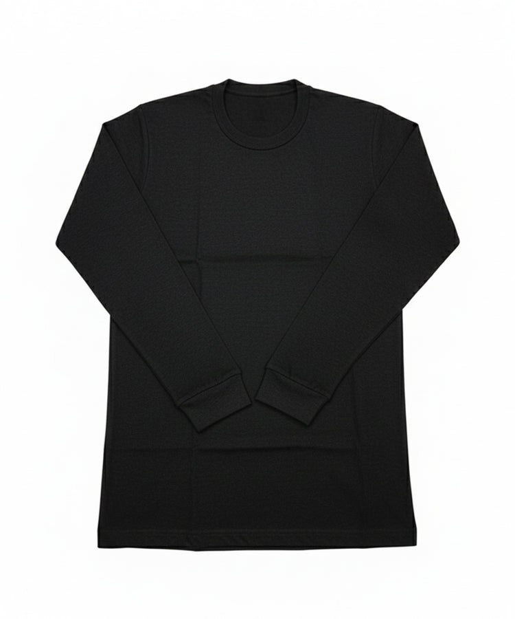تي شيرت داخلي أسود بأكمام طويلة - مزيج قطني، ناعم وخفيف الوزن