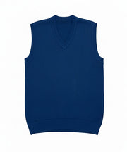 Blue Sleeveless Sweater – Ribbed Knit, V-Neck