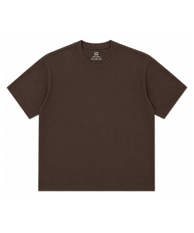 Brown Oversized Drop Shoulder Round Neck T-Shirt - Premium 250 GSM