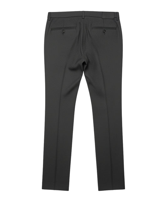 بنطلون رسمي بقصّة مستقيمة بلون الفحم - قصّة عادية مع حلقات حزام وجيوب جانبية