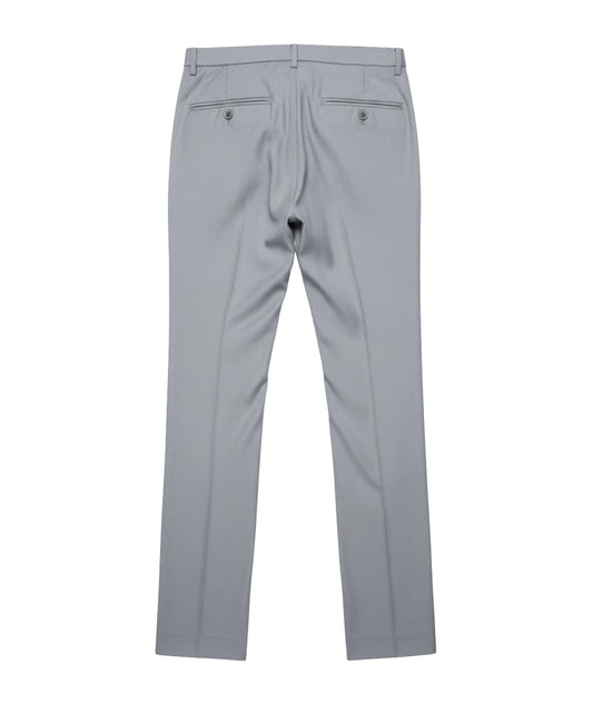 بنطلون رمادي رسمي بقصة مستقيمة - قصة عادية مع حلقات حزام وجيوب جانبية