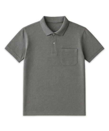 Grey Polo T-Shirt – Classic Fit with Chest Pocket