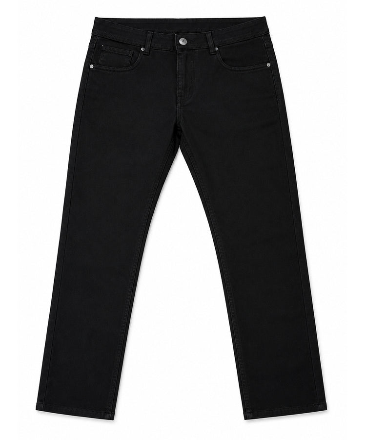 Black Cotton Heavy Stretch Jeans – Regular Narrow Fit