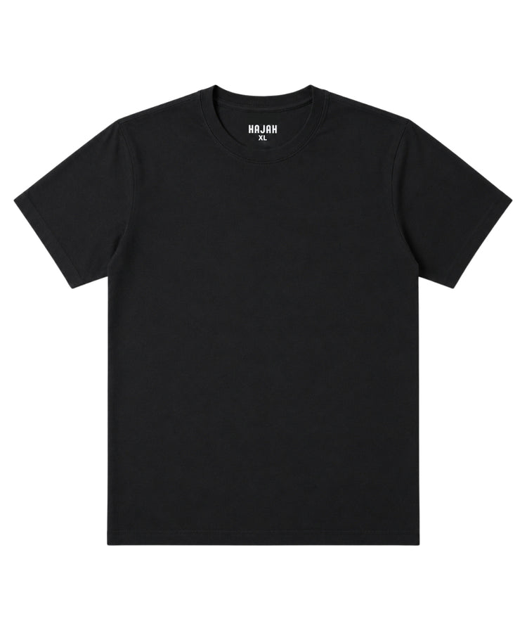 Black Round Neck T-Shirt - Premium 220 GSM Cotton Blend Classic Fit