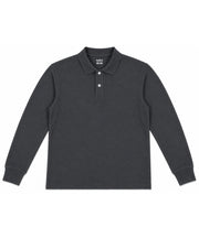 Dark Grey Long Sleeves Polo T-Shirt - Premium 240 GSM Cotton Blend Classic Fit