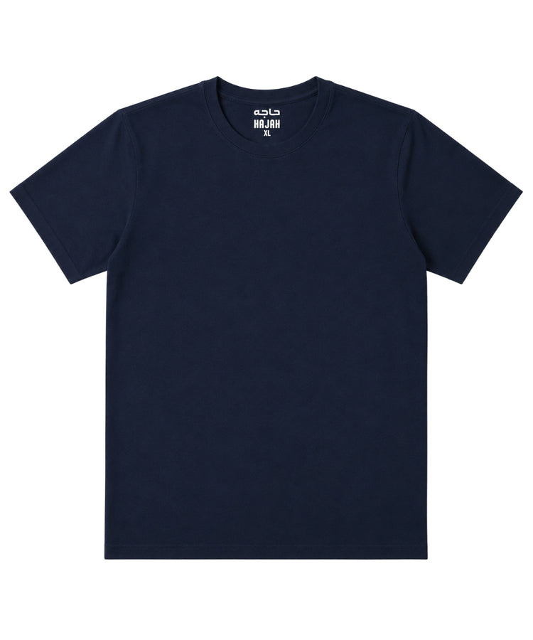 Navy Round Neck T-Shirt - Premium 220 GSM Cotton Blend Classic Fit