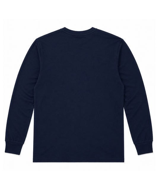 Navy Long Sleeves Round Neck T-Shirt - Premium 220 GSM Cotton Blend Classic Fit
