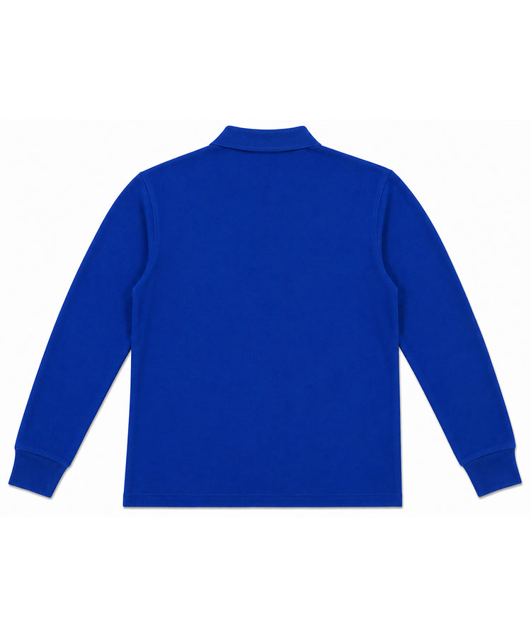 Royal Blue Long Sleeves Polo T-Shirt - Premium 240 GSM Cotton Blend Classic Fit