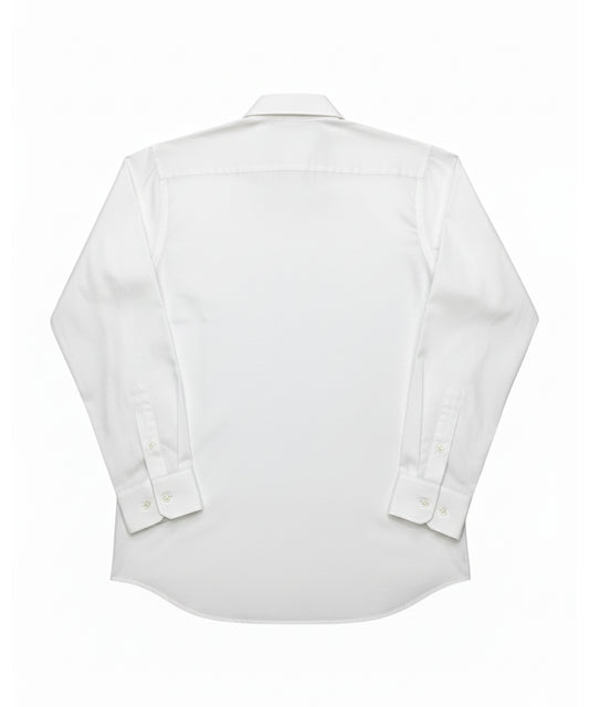 قميص رسمي أبيض - كم طويل، مزيج قطني مع جيب