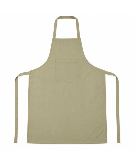 Khaki Full Bib Apron with Front Pocket - Durable Poly-Cotton Professional Apron