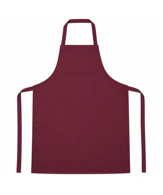 Maroon Full Bib Apron with Front Pocket - Durable Poly-Cotton Professional Apron
