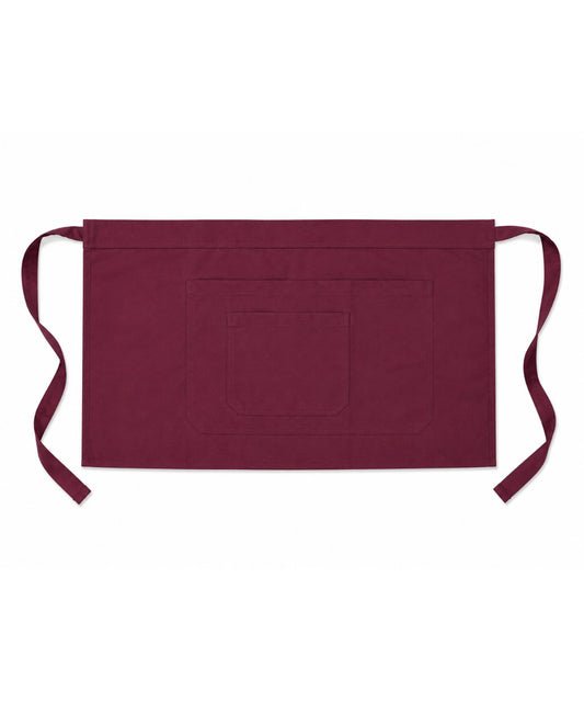 Maroon Half Waist Apron with Multi-Pockets - Durable Poly-Cotton Service Apron